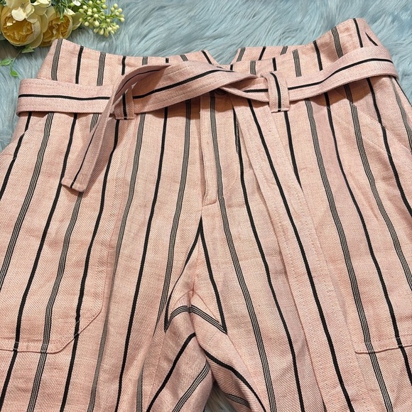 Rag & Bone Claudia Linen Striped Pink Belted Pants sz 0 - Picture 3 of 10